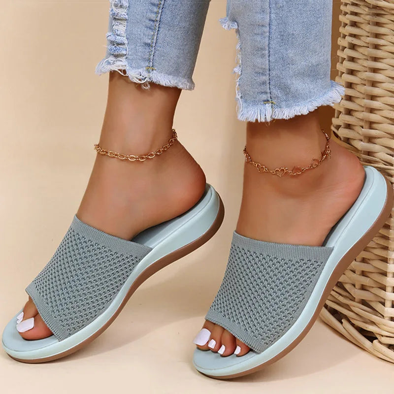 Sandals Women Elastic Force Summer Shoes Women Flat Sandals Casual Indoor Outdoor Slipper Summer Sandals for Beach Zapatos Mujer