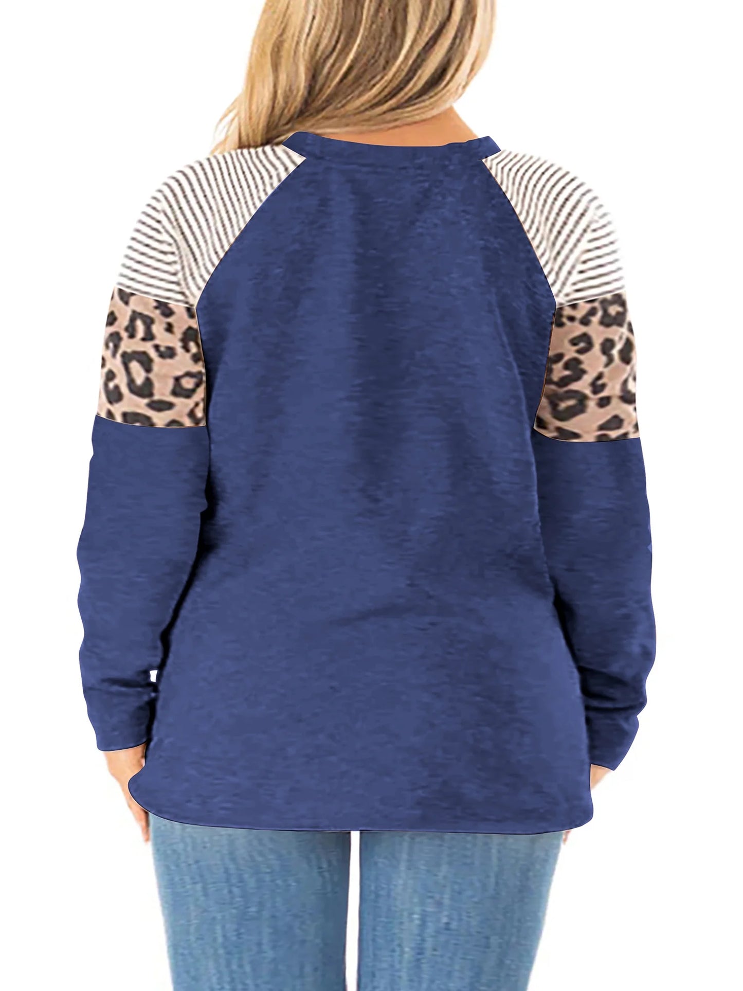 Plus Size Tops for Women Long Sleeve Crewneck Fall Tshirt Shirts Striped Print Fashion Tunic Blouse Tee for Woman Clothing