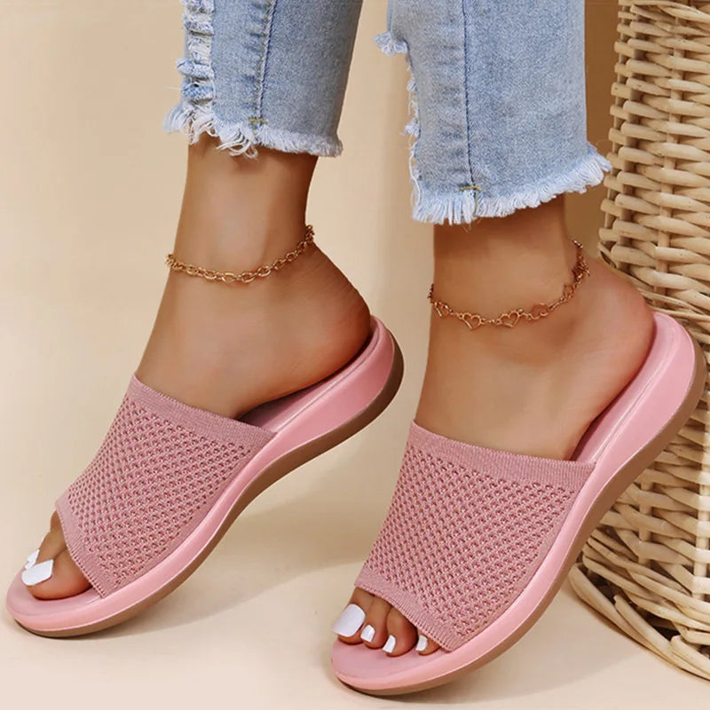 Sandals Women Elastic Force Summer Shoes Women Flat Sandals Casual Indoor Outdoor Slipper Summer Sandals for Beach Zapatos Mujer
