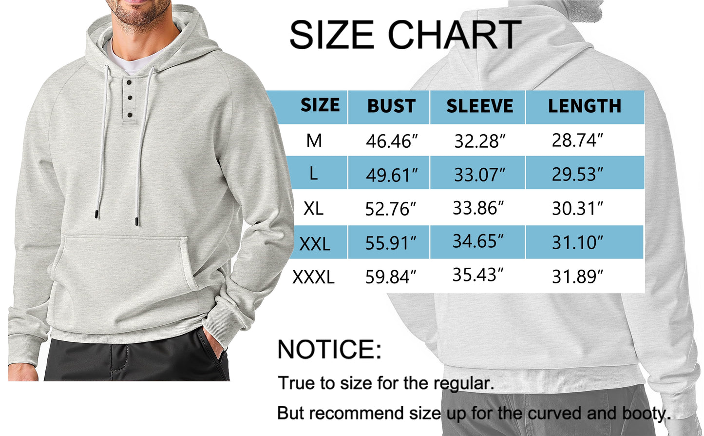 Henley Men Hoodies Sweatshirts Lightweight Sweatshirts for Men Drawstring Men Hoodies with Kangaroo Pocket
