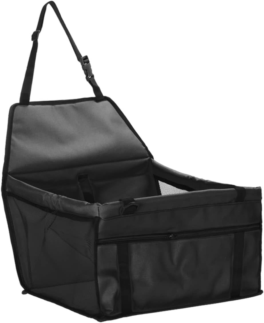 Portable Dog Car Seat with Belt Pet Travel Carrier Bag for Dogs Safety Design with Mesh Window Black