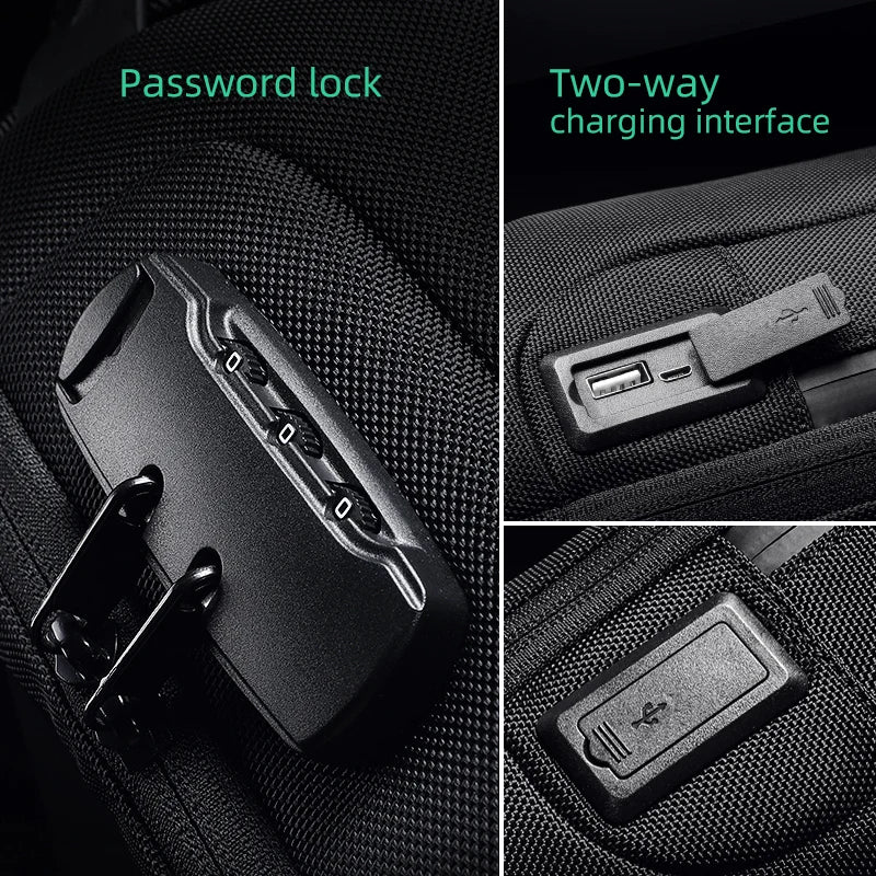Anti-Theft Crossbody Bag with USB Charging Port Chest Bags for Men