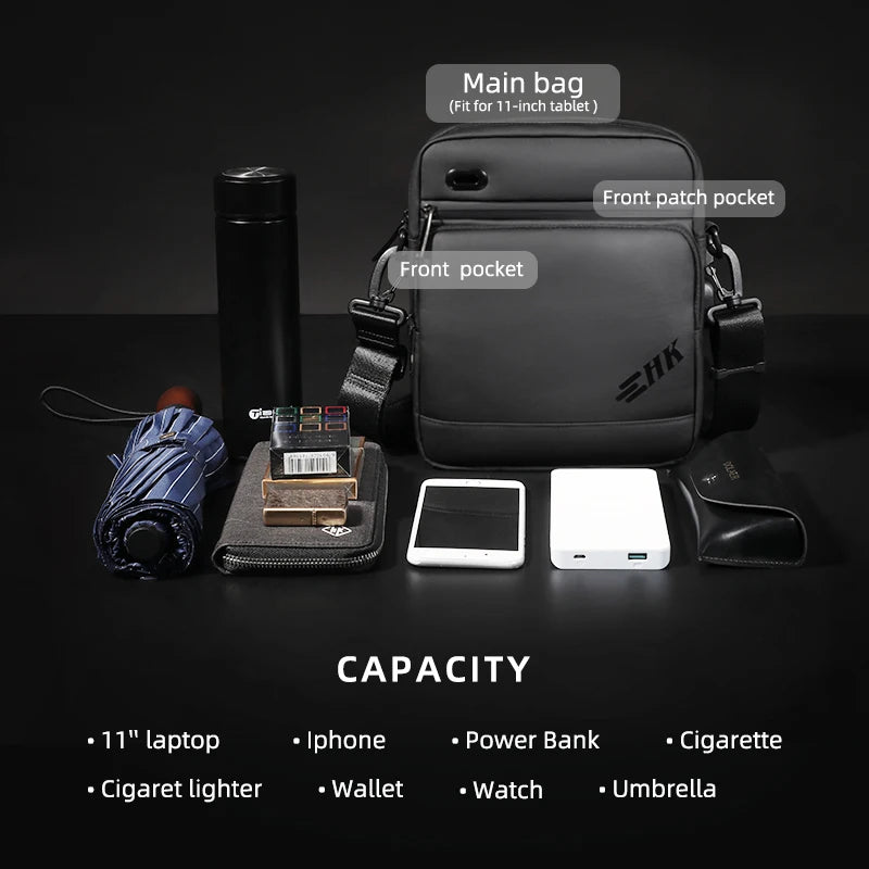 Men Handbag High Quality Shoulder Bag Waterproof USB Oxford Crossbody Bag Casual Anti-Theft Shoulder Sling Bag