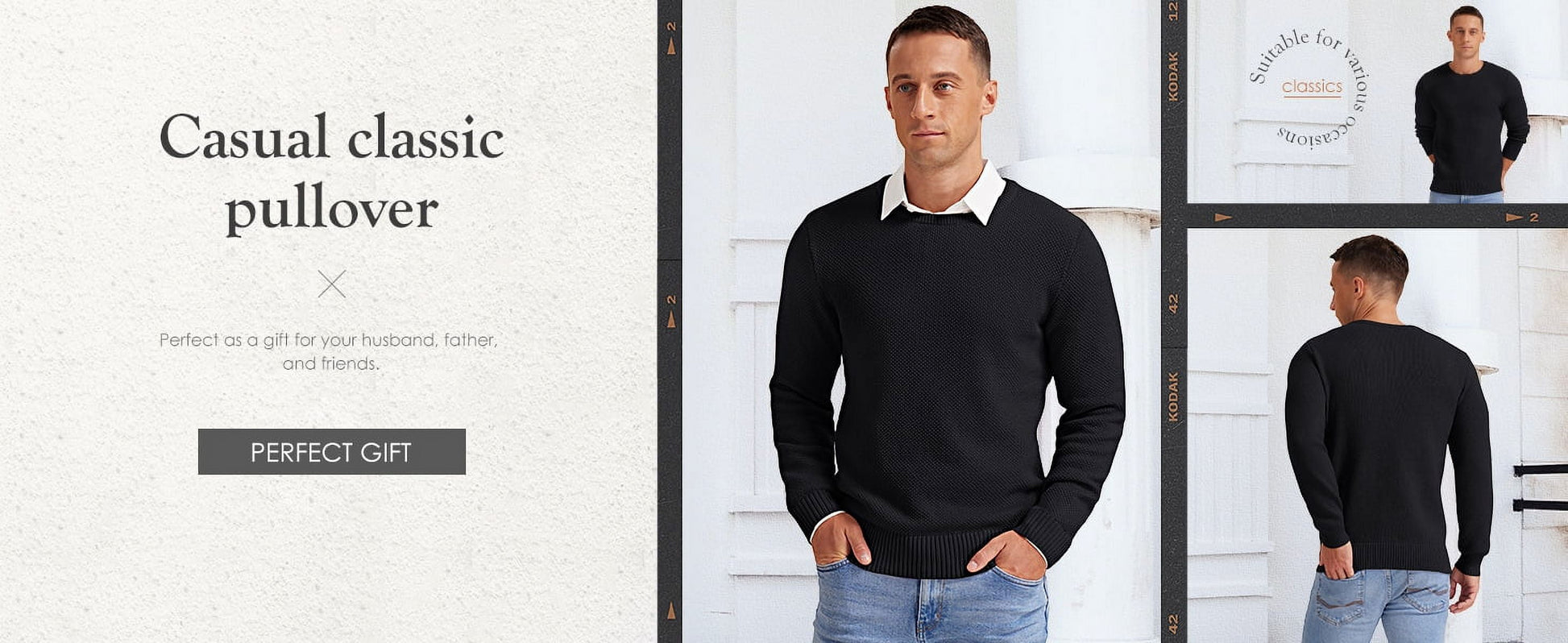 Mens Pullover Sweater Soft Lightweight Casual Classic Crewneck Knitwear Sweaters with Ribbing Edge Light Gray-Xxl