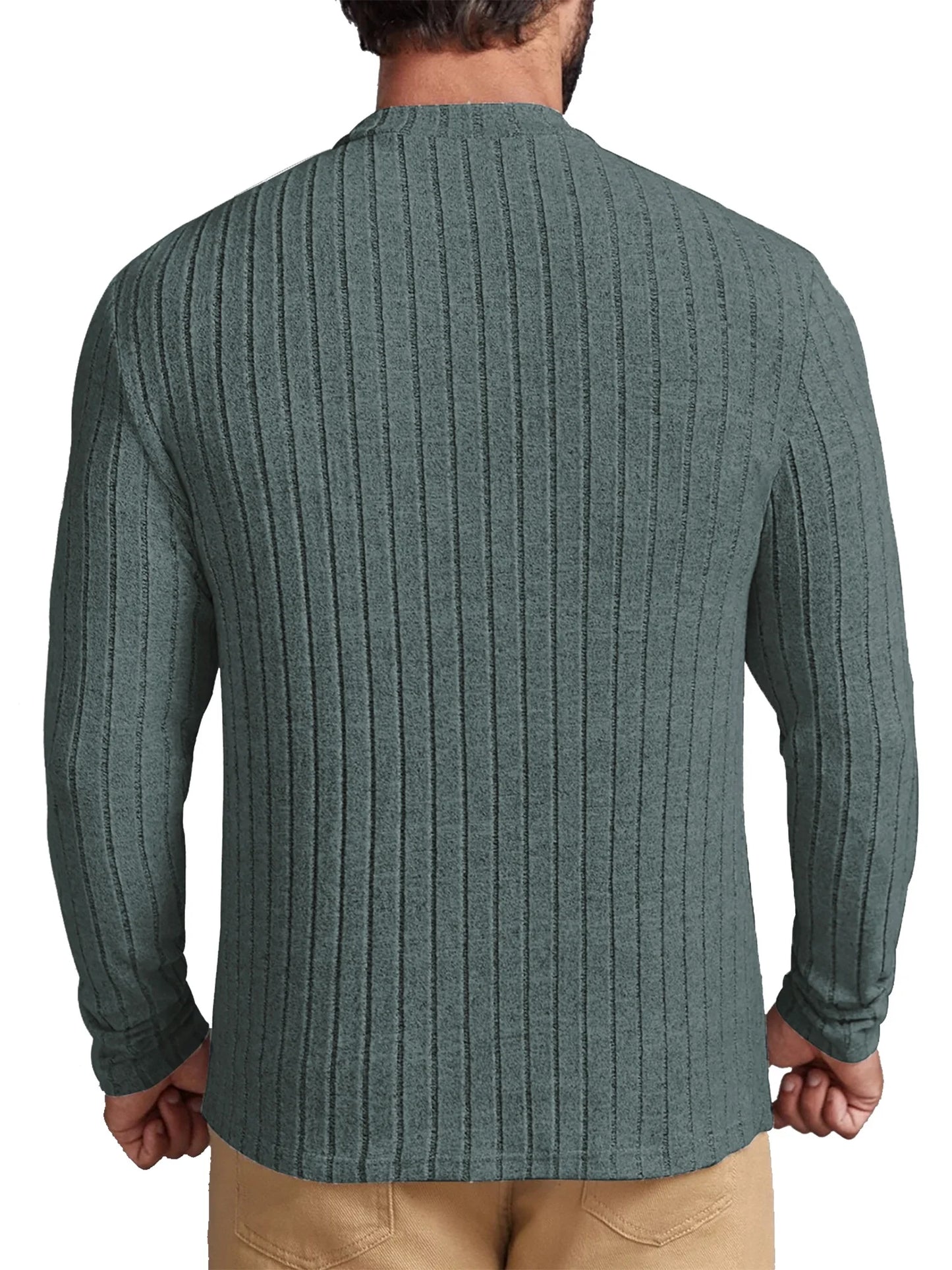 Long Sleeve Mens Shirts Casual Pullover Shirts for Men Lightweight Invisible Stripes Men Tshirts