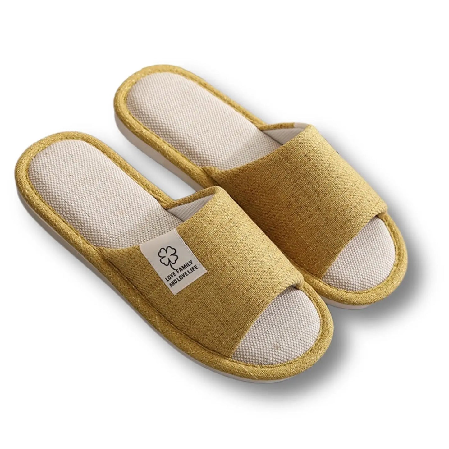 Linen Slippers, Striped Sandals for Women Men, Unisex Washable Open-Toe Home Slippers with Cute Print, Non-Slip Slippers