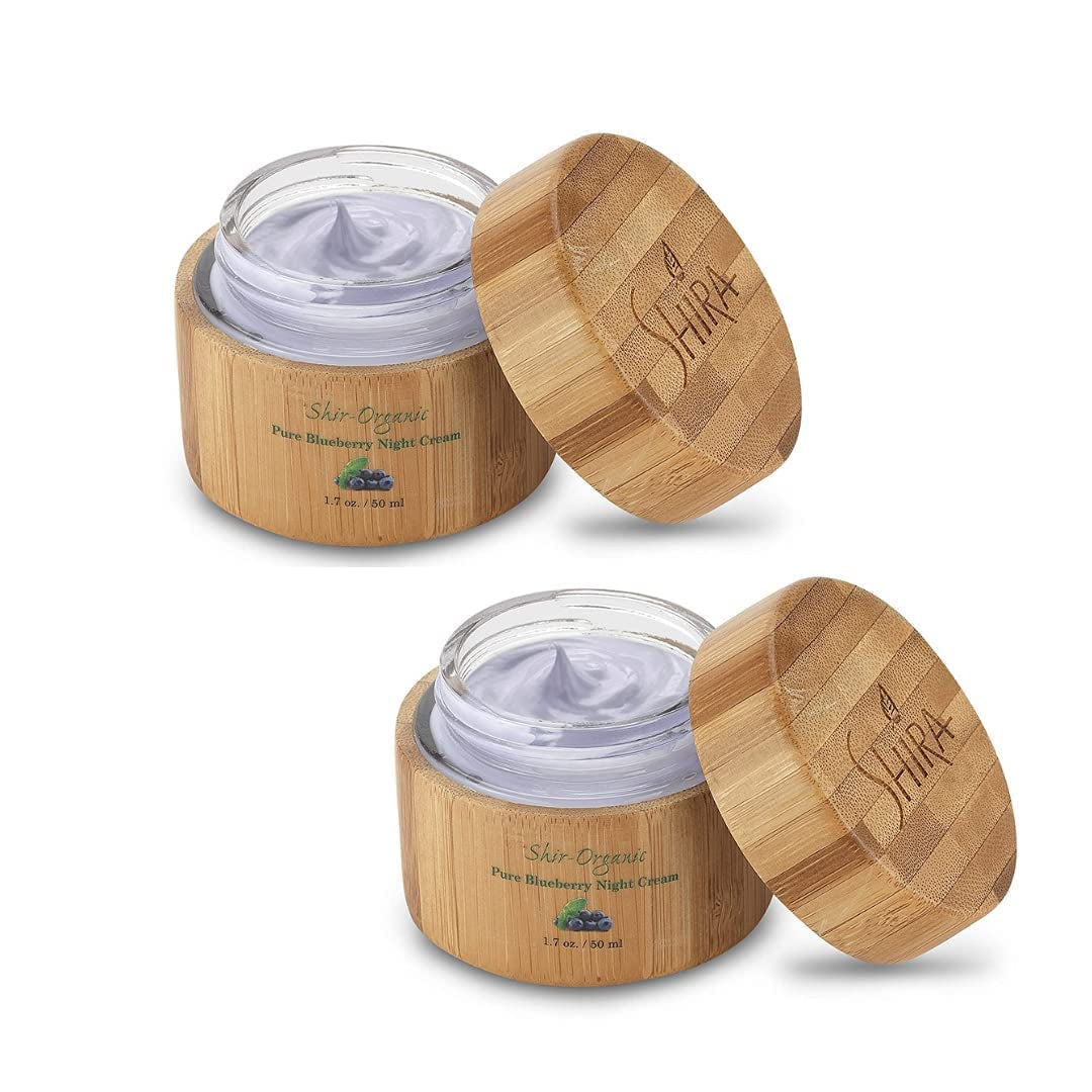 Shir Organic Blueberry Night Cream for Nourished, Wrinkle-Free, Radiant Skin. Moisturizer Face Cream with Anti-Aging Formula Keeps Skin Hydrated, Facial Skin Care Product (15Ml)