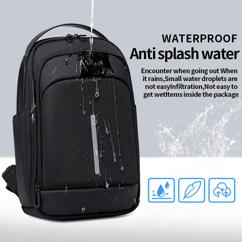 Men'S Bag Shoulder Bag Multifunction Anti-Theft Waterproof Male Crossbody Bag Casual Short Trip Chest Pack USB Charging