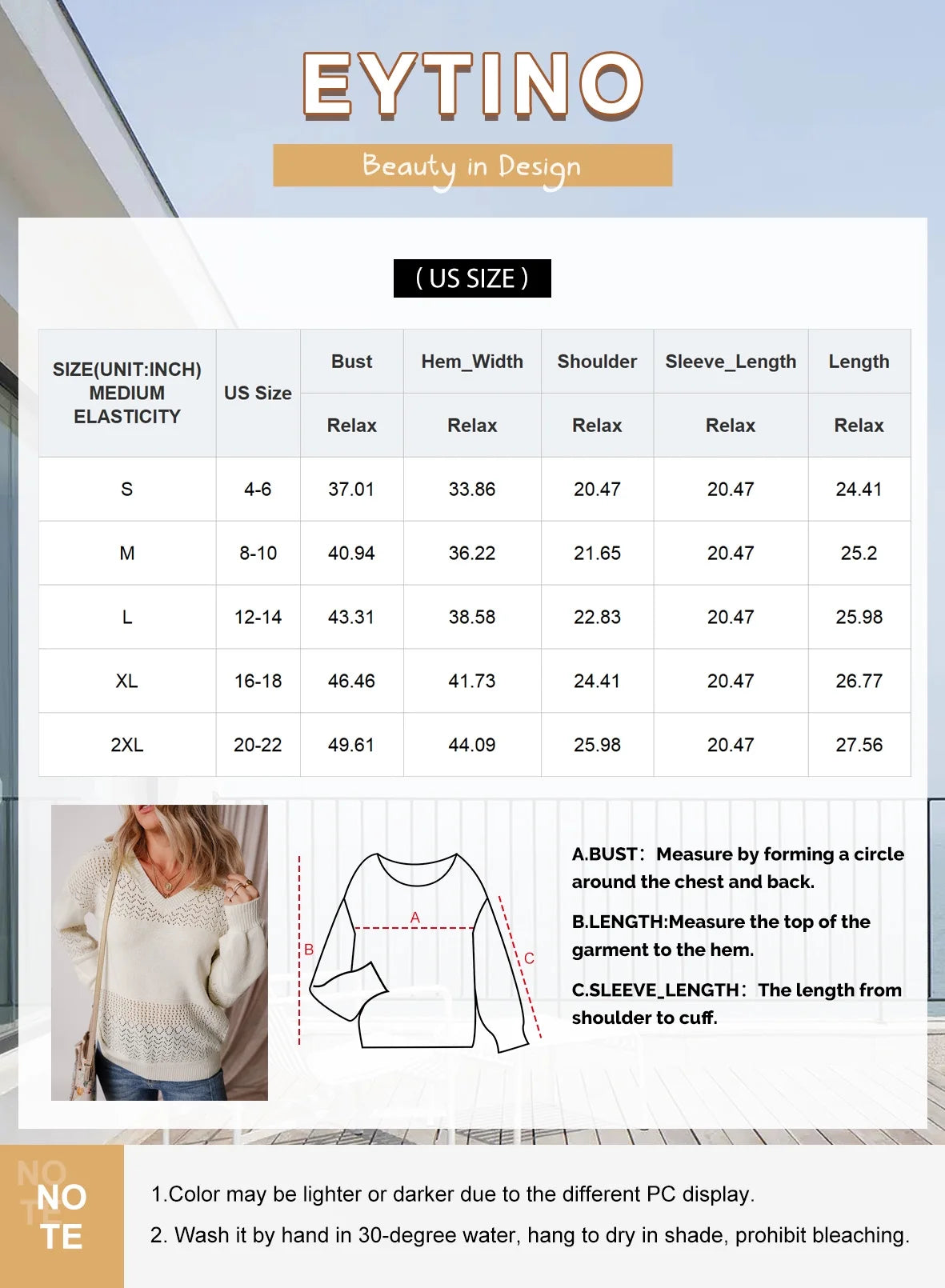 Sweaters for Women Oversized Sweater Fall Lightweight Crochet Sweater Hollow Out Knit Pullover Sweater Tops Casual Long Sleeve V Neck Sweater White XL