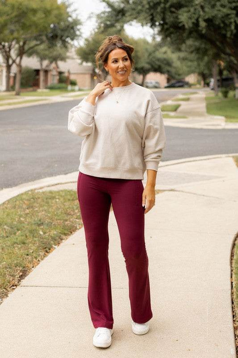 The Maeve Maroon Bootcut Leggings round 2