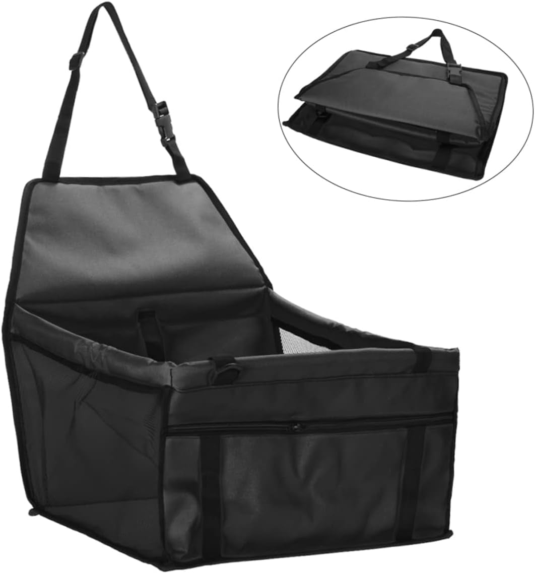 Portable Dog Car Seat with Belt Pet Travel Carrier Bag for Dogs Safety Design with Mesh Window Black