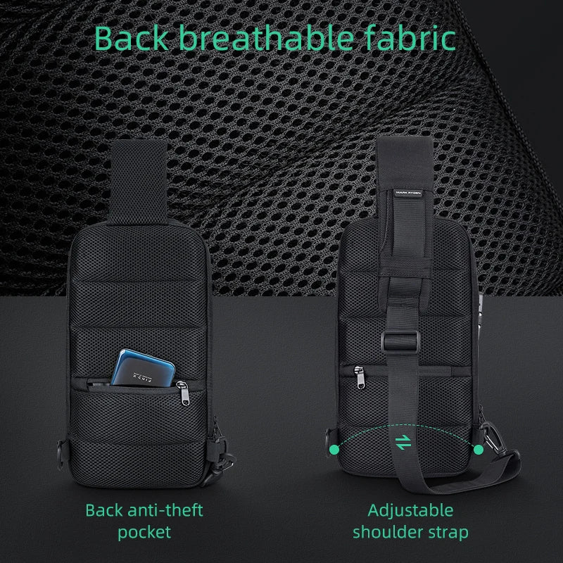 Anti-Theft Crossbody Bag with USB Charging Port Chest Bags for Men