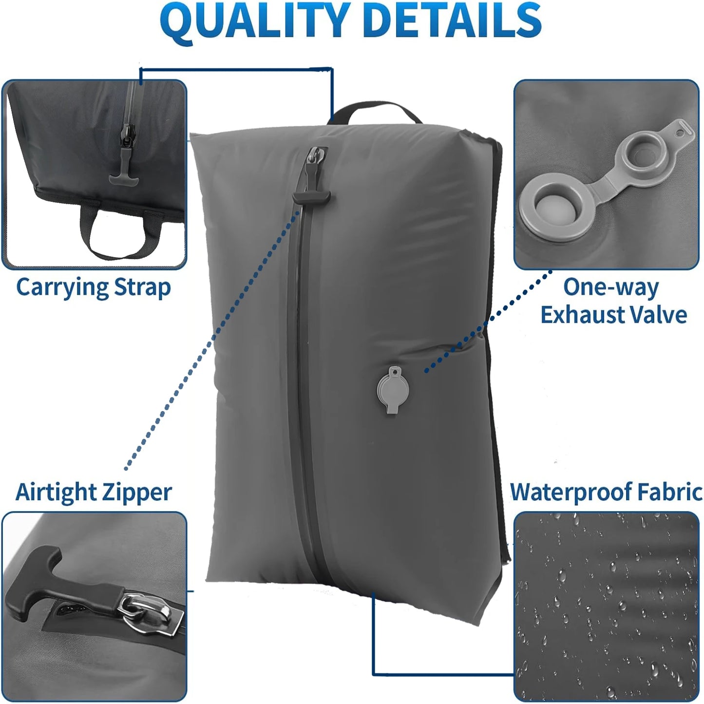 Vacuum Bag for Reusable Compression Suitcases and Backpack Space Saver Airback Vacpack