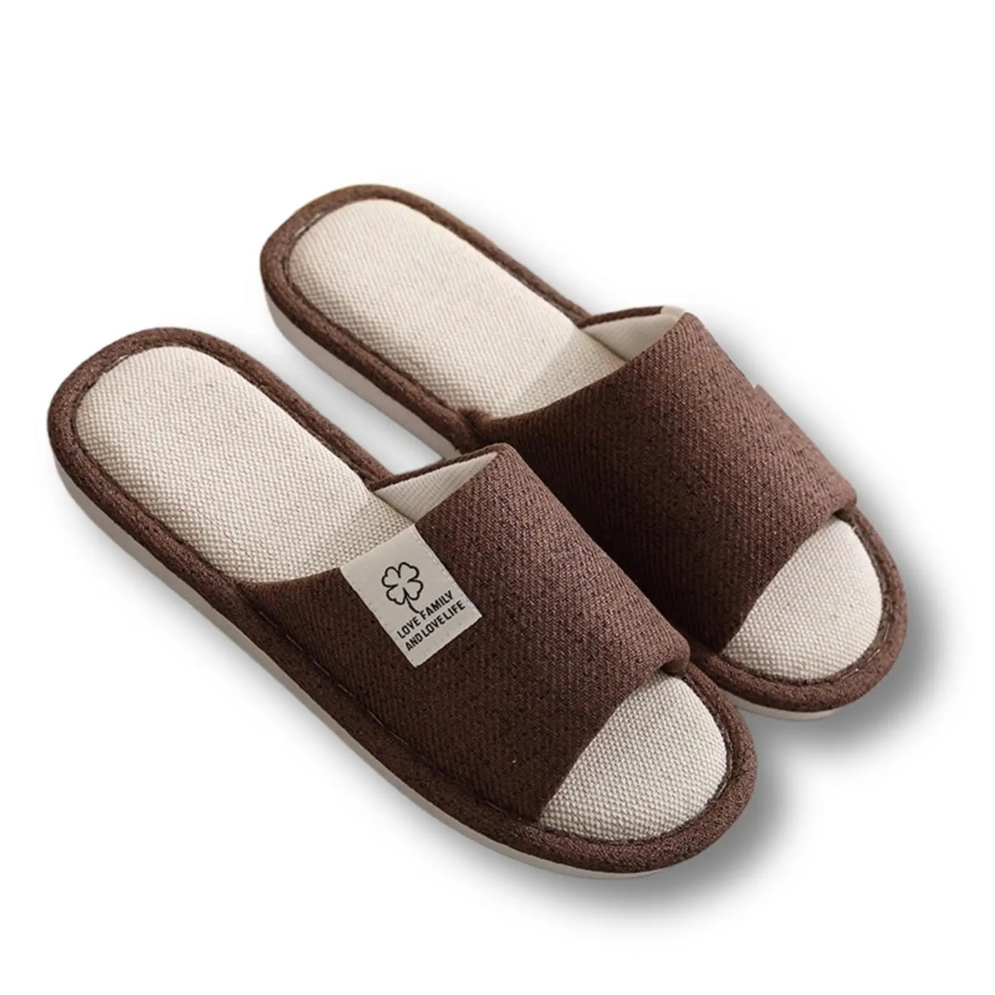 Linen Slippers, Striped Sandals for Women Men, Unisex Washable Open-Toe Home Slippers with Cute Print, Non-Slip Slippers