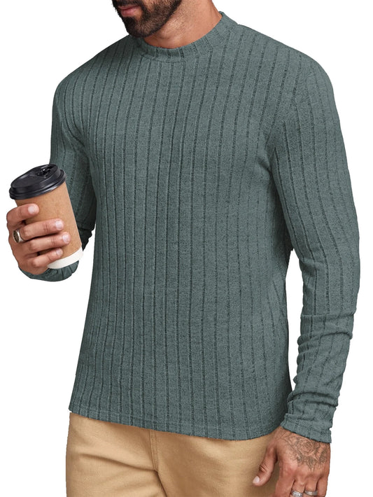 Long Sleeve Mens Shirts Casual Pullover Shirts for Men Lightweight Invisible Stripes Men Tshirts