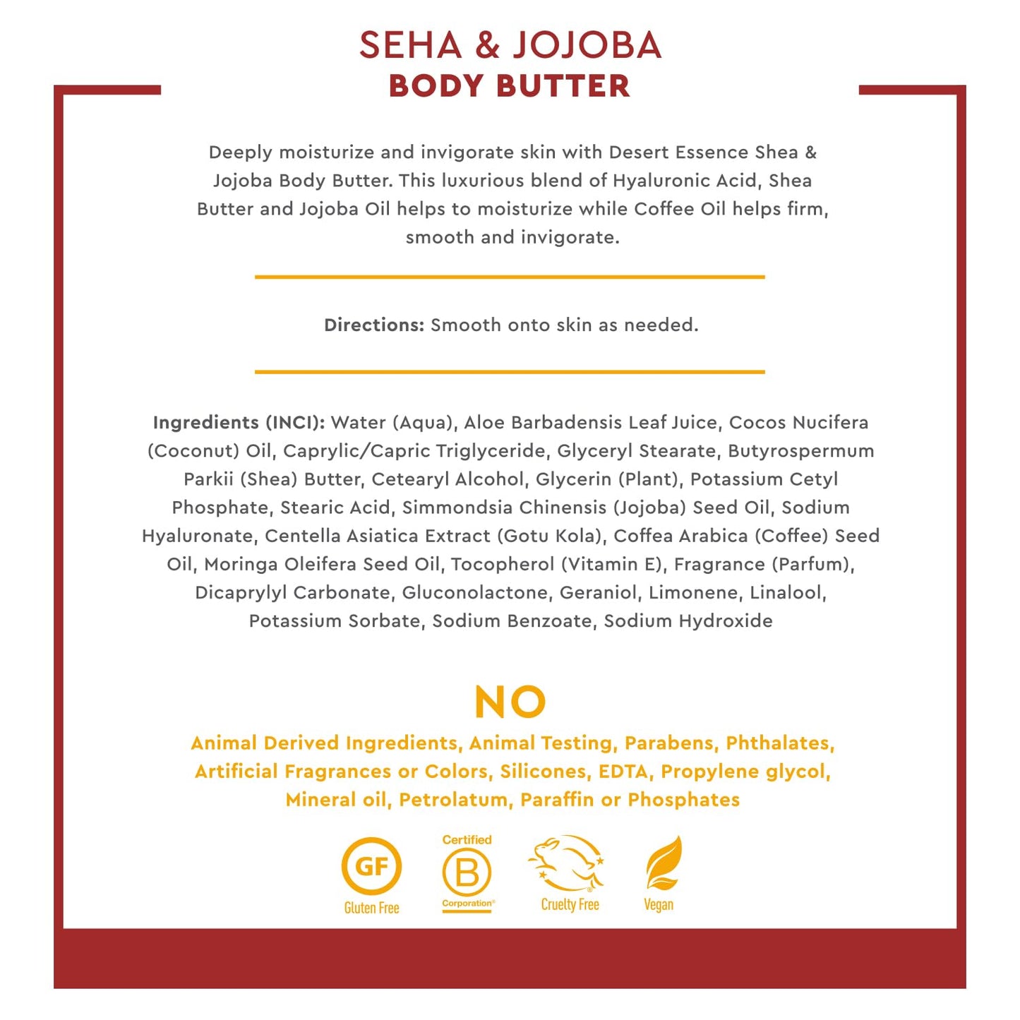 , Shea & Jojoba Body Butter 7.5Oz, Hyaluronic Acid & Coffee Oil, Deeply Moisturizing and Nourishing, Antioxidant Rich, Moisture Rich Botanicals Shea Butter & Jojoba Oil