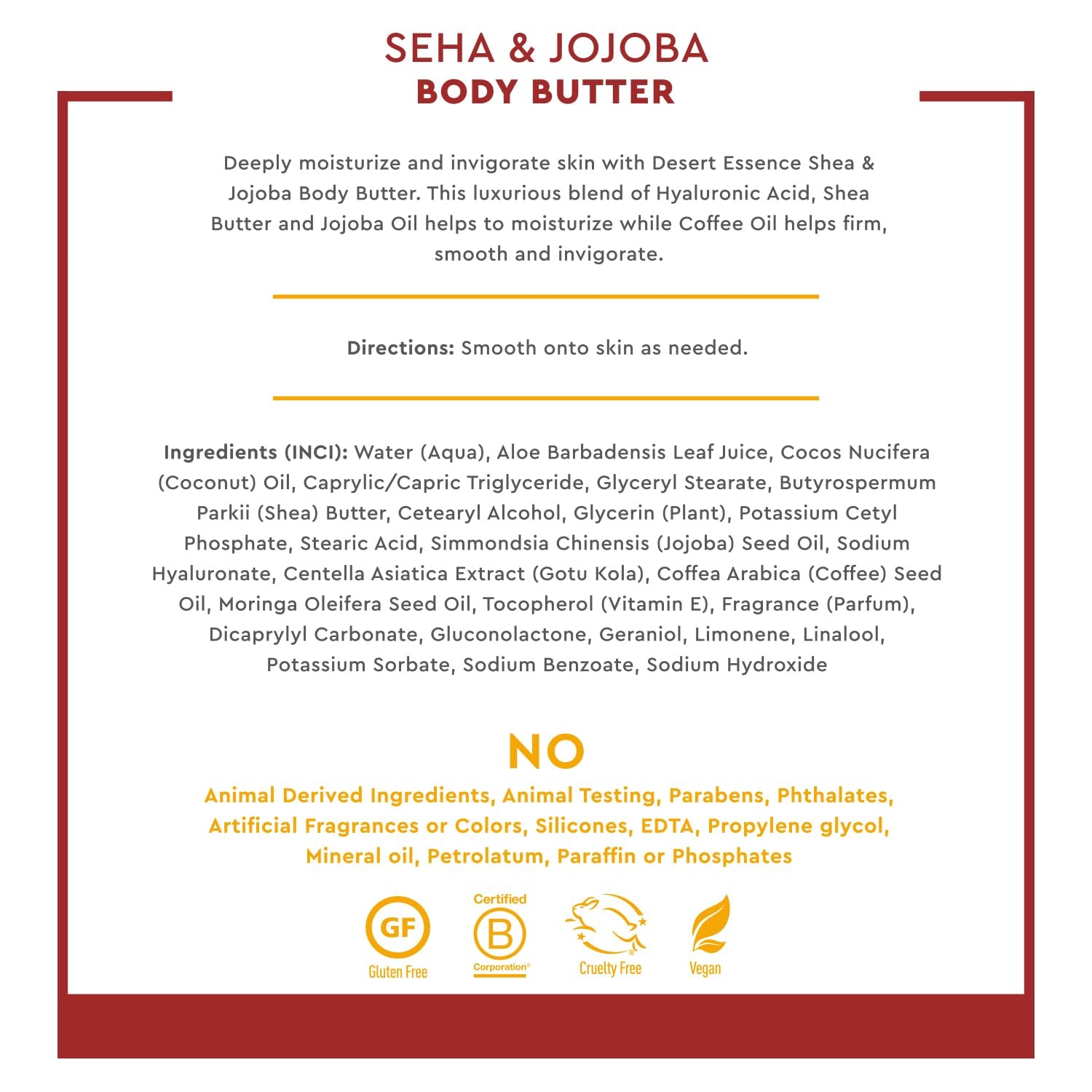 , Shea & Jojoba Body Butter 7.5Oz, Hyaluronic Acid & Coffee Oil, Deeply Moisturizing and Nourishing, Antioxidant Rich, Moisture Rich Botanicals Shea Butter & Jojoba Oil