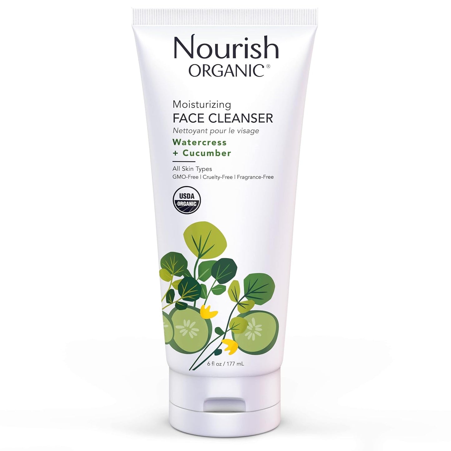 Moisturizing Face Cleanser for All Skin Types, Watercress + Cucumber Face Wash, Fragrance-Free, 6 Oz (Pack of 2)