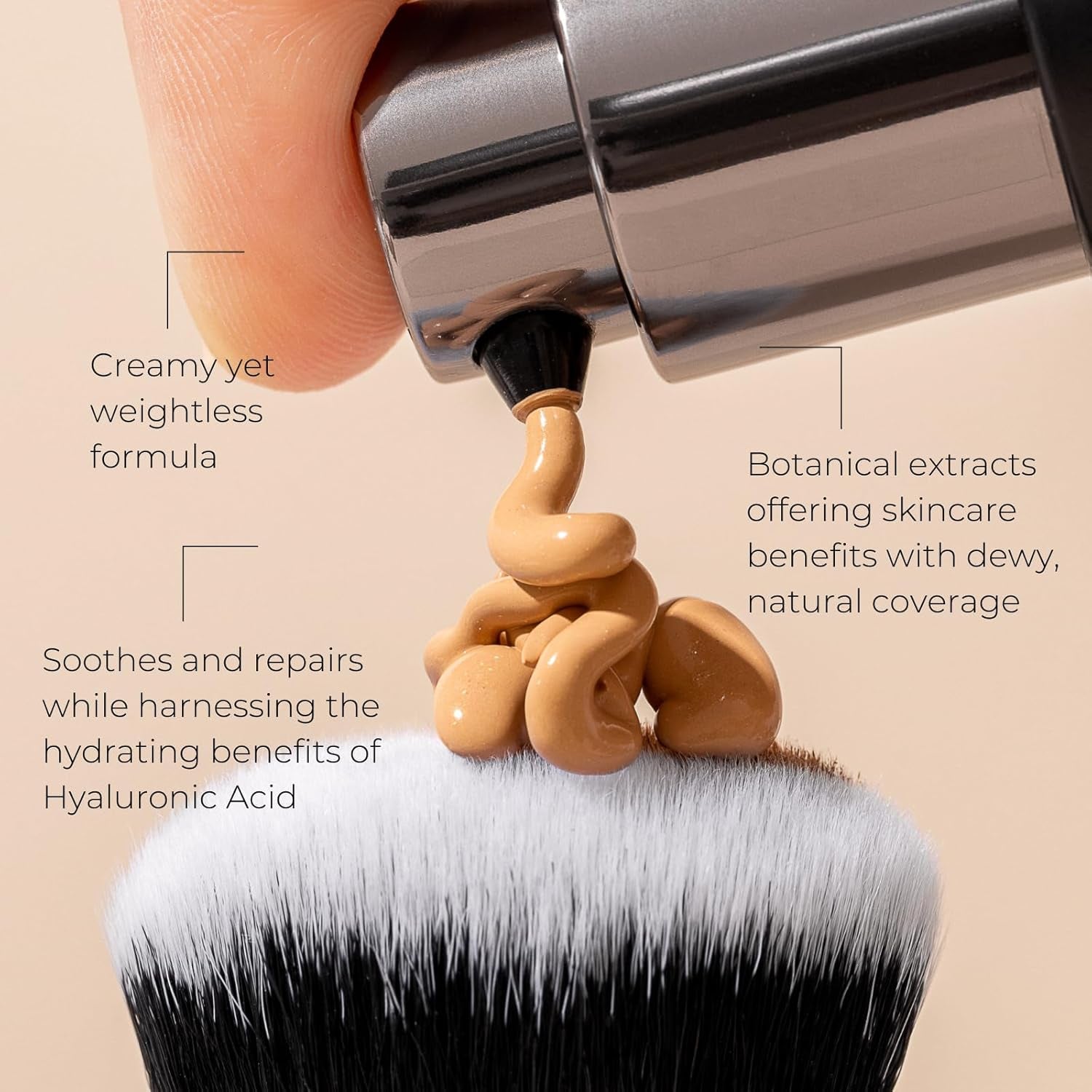 Organic Full Coverage Liquid Foundation Makeup with Hyaluronic Acid and Argan Oil, Vegan and Organic Foundation for Skin Elasticity and Plumpness, Natural Coverage, Honey, 30Ml