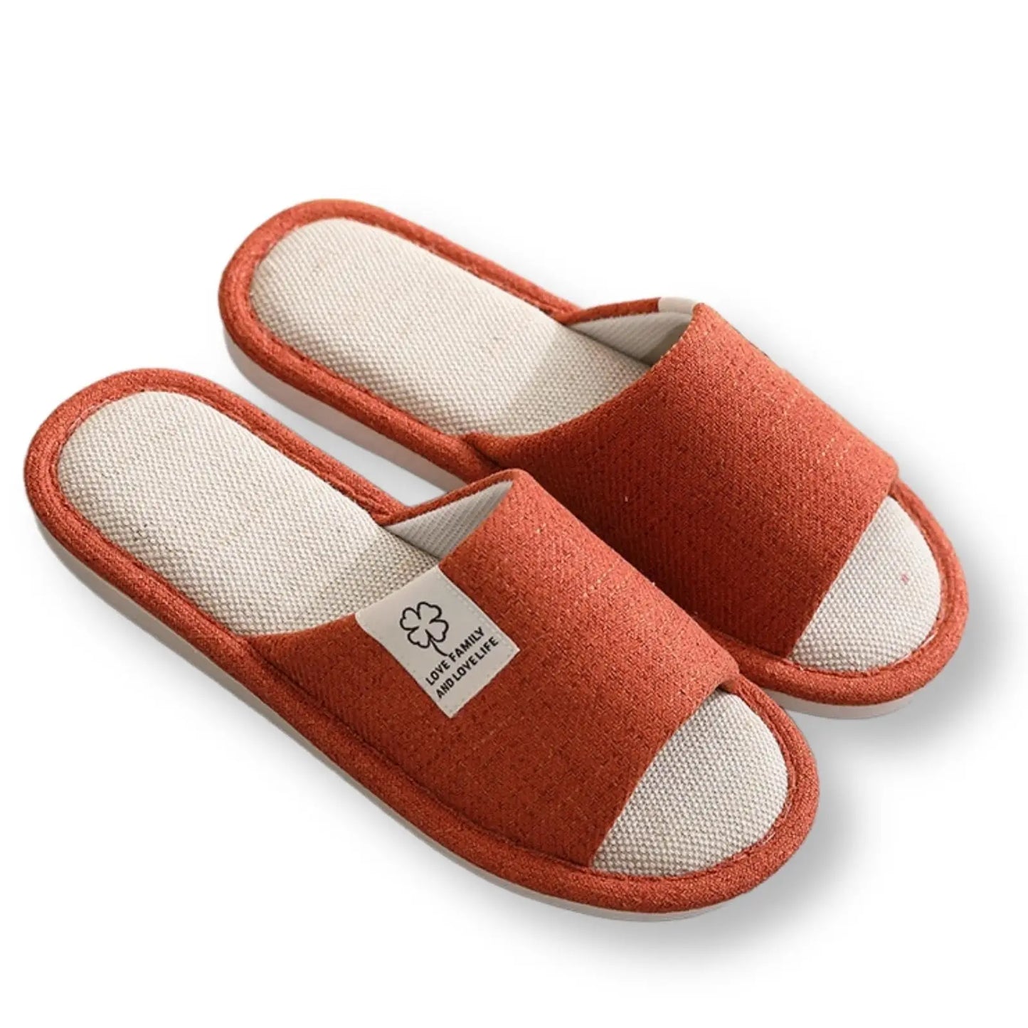Linen Slippers, Striped Sandals for Women Men, Unisex Washable Open-Toe Home Slippers with Cute Print, Non-Slip Slippers