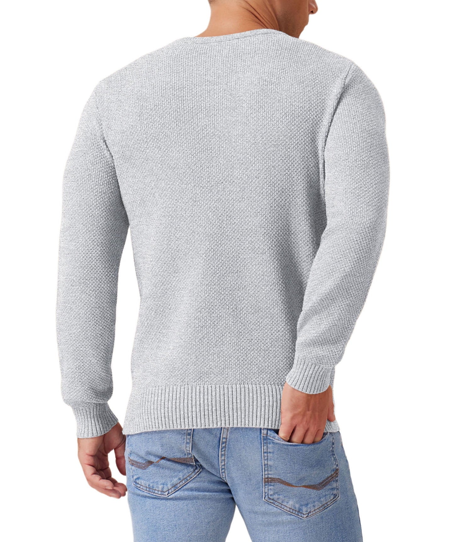 Mens Pullover Sweater Soft Lightweight Casual Classic Crewneck Knitwear Sweaters with Ribbing Edge Light Gray-Xxl