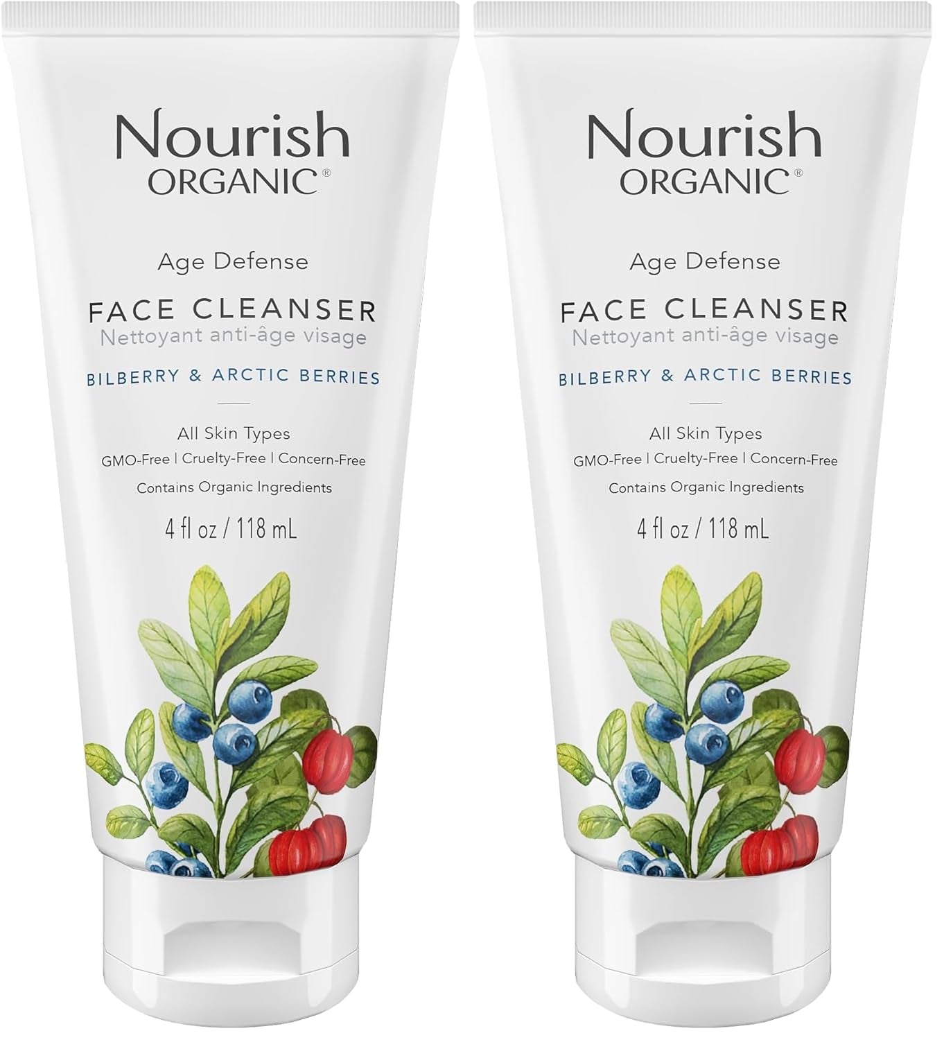 Face Cleanser, Age Defense Bilberry & Arctic Berries – Anti-Aging Face Wash with Aloe Vera + Washable Cotton Round