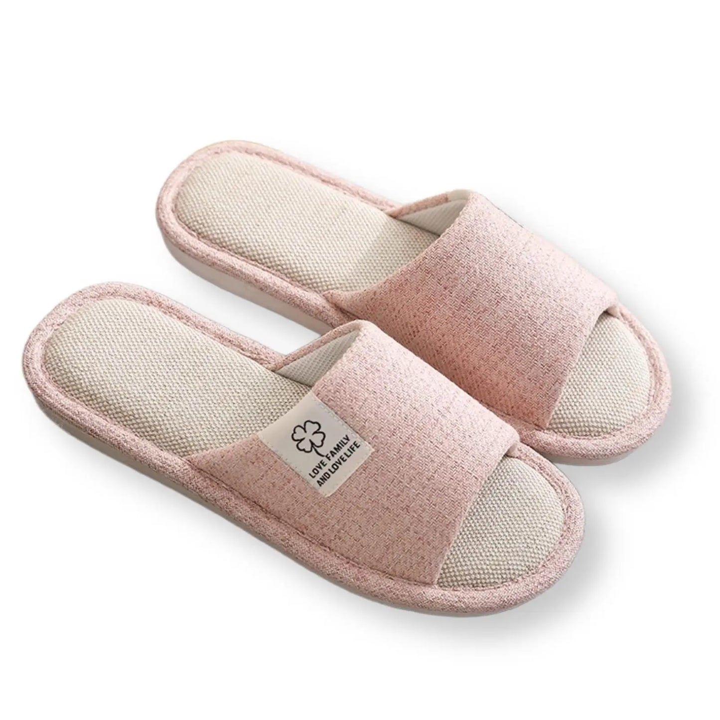 Linen Slippers, Striped Sandals for Women Men, Unisex Washable Open-Toe Home Slippers with Cute Print, Non-Slip Slippers