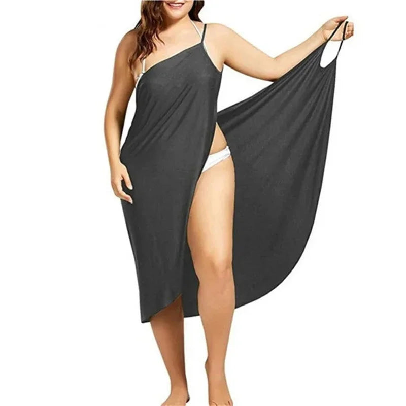 NSANGU Summer Beach Sexy Women Solid Color Wrap Dress Sun Protection Bikini Cover up Sarongs Female Bathing Suit Swimwears