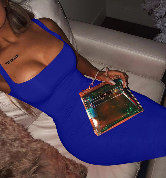 Aliexpress Summer Sexy Tank Top Dress European and American plus Size Women'S Sleeveless Midi Dress