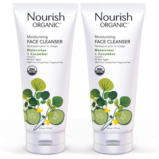 Moisturizing Face Cleanser for All Skin Types, Watercress + Cucumber Face Wash, Fragrance-Free, 6 Oz (Pack of 2)