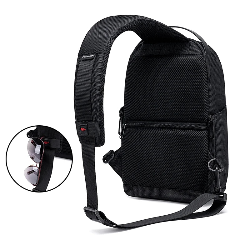 Men'S Bag Shoulder Bag Multifunction Anti-Theft Waterproof Male Crossbody Bag Casual Short Trip Chest Pack USB Charging