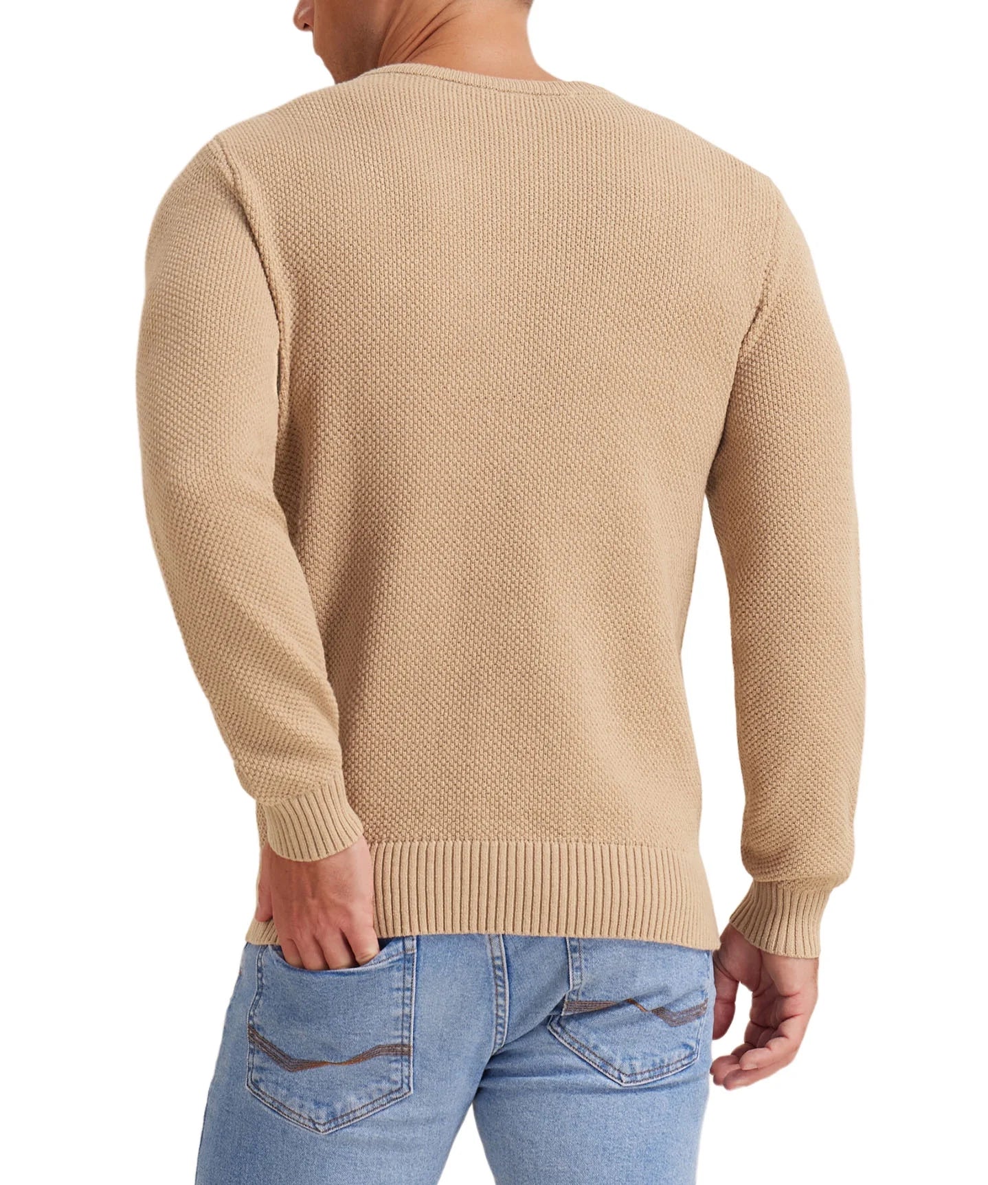 Mens Pullover Sweater Soft Lightweight Casual Classic Crewneck Knitwear Sweaters with Ribbing Edge Light Camel-Xxl