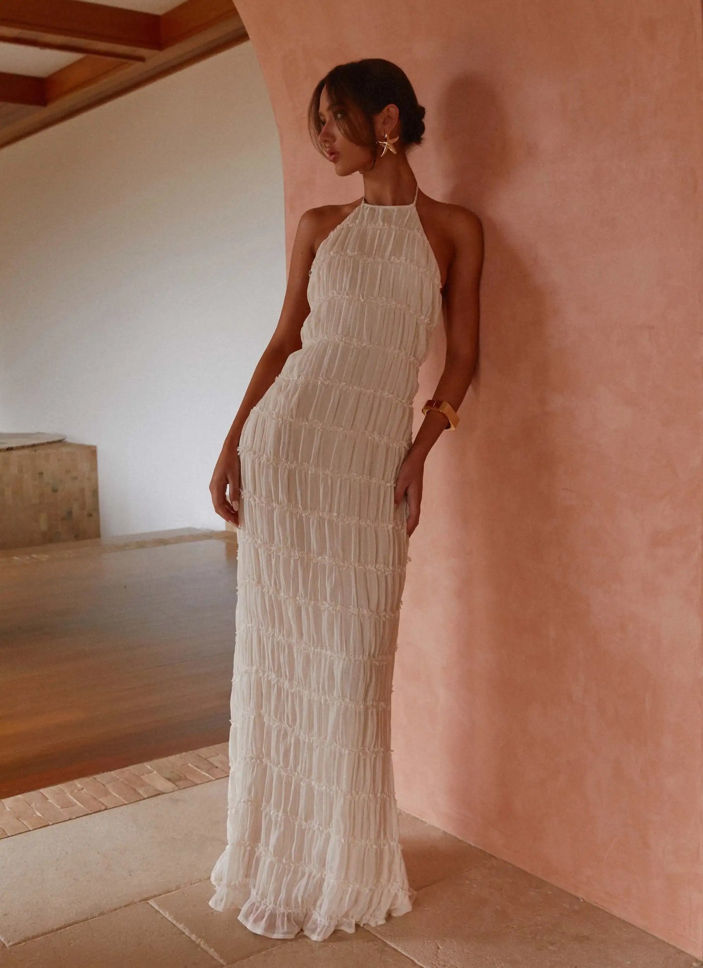 Women Cocktail Party Dress Ruched Long Dress Sleeveless Skinny Cocktail Bodycon Dress Clubwear Female Maxi Backless Dress