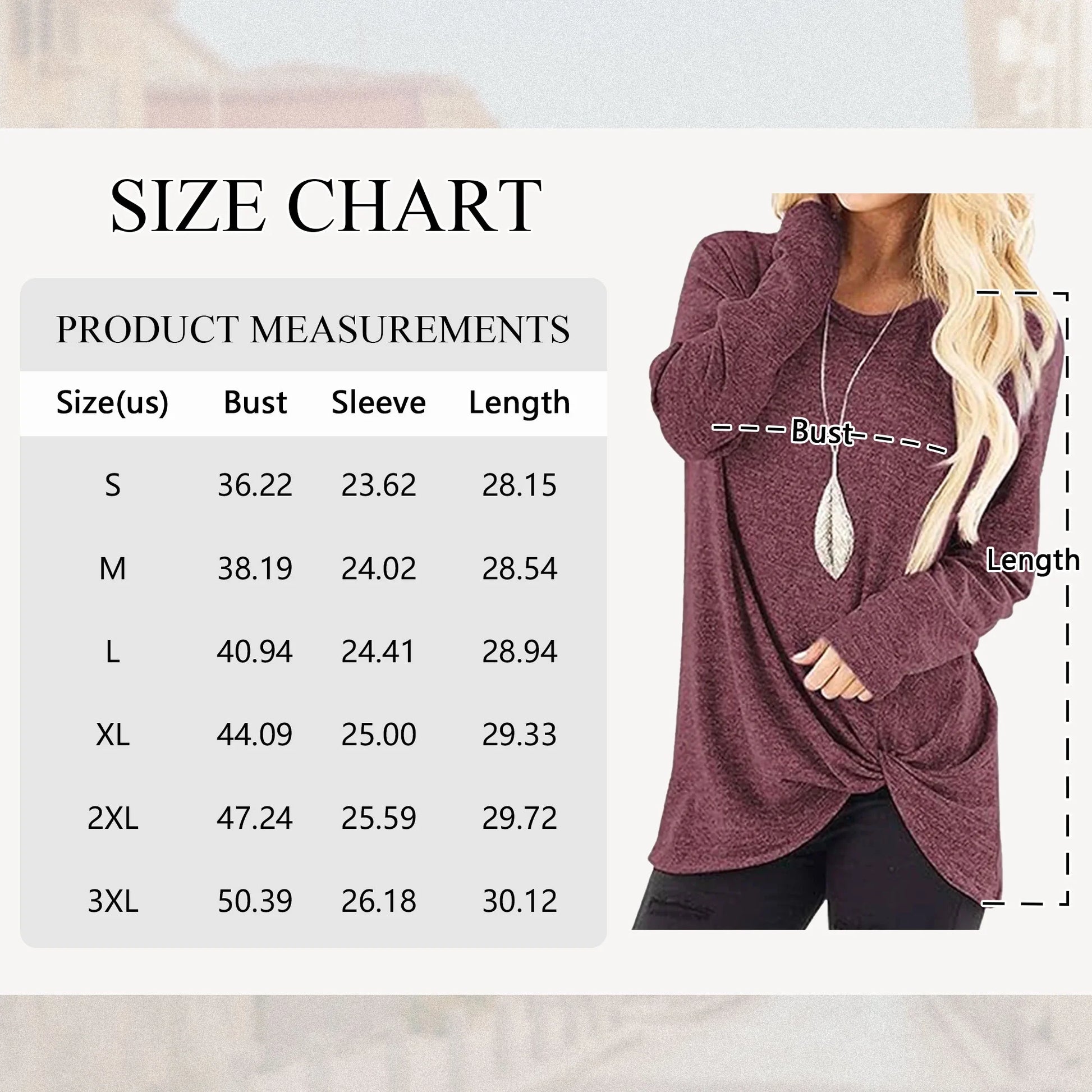 Fall Tops for Women Fashion Loose Casual Tops Long Sleeve round Neck Front Knot Tunic Shirts Wine Red Tee Blouses Clothing Size XL