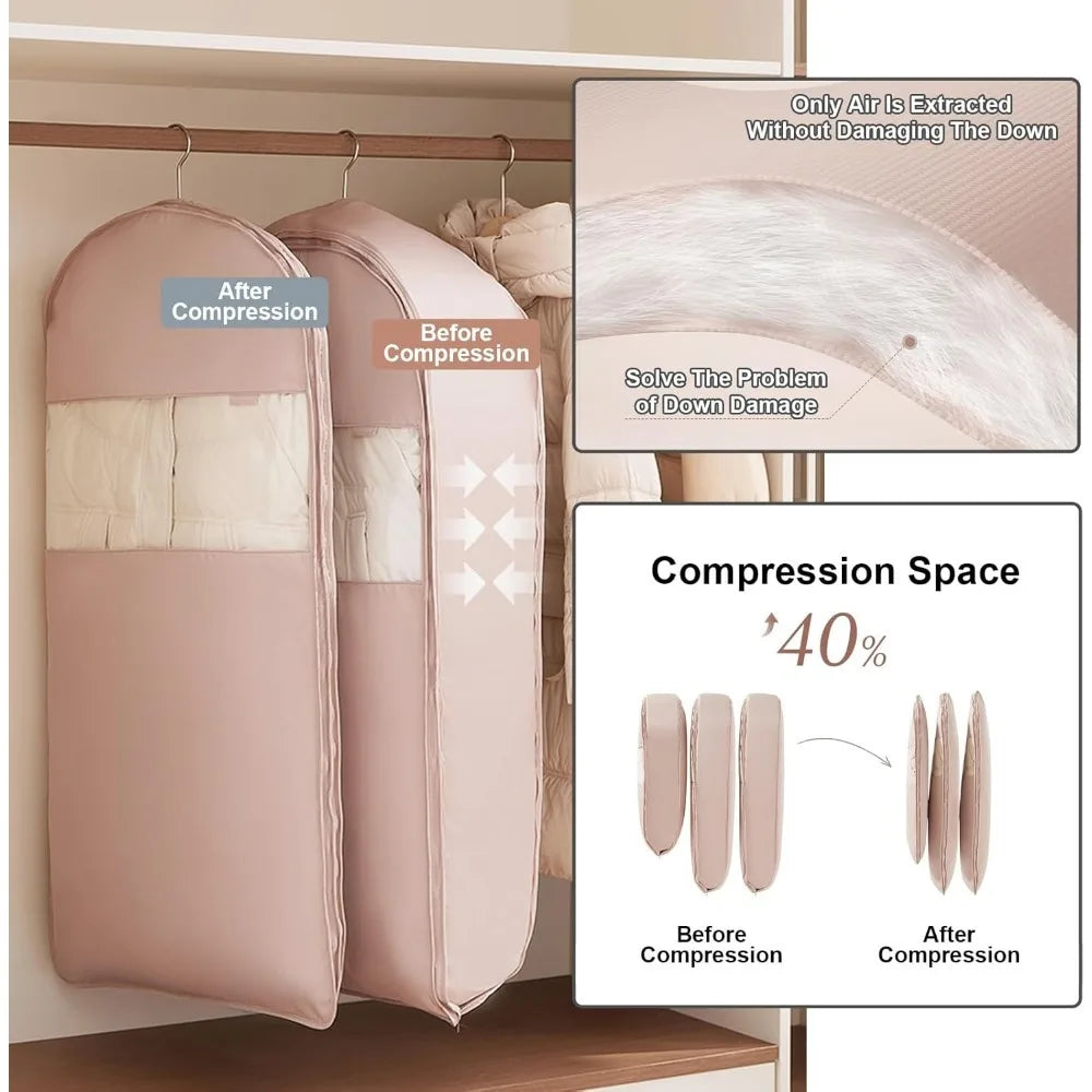 Coat Bags for Closet Storage, Compression save Space, Suit Bags for Closet Storage, Garment Bags for Hanging Clothes with Zipper