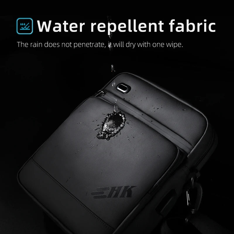 Men Handbag High Quality Shoulder Bag Waterproof USB Oxford Crossbody Bag Casual Anti-Theft Shoulder Sling Bag