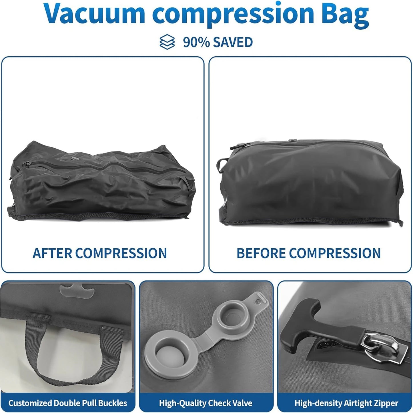 Vacuum Bag for Reusable Compression Suitcases and Backpack Space Saver Airback Vacpack