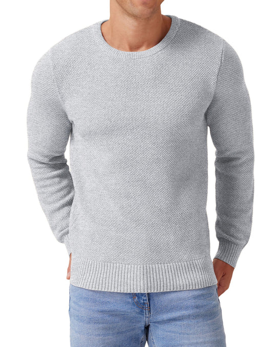 Mens Pullover Sweater Soft Lightweight Casual Classic Crewneck Knitwear Sweaters with Ribbing Edge Light Gray-Xxl