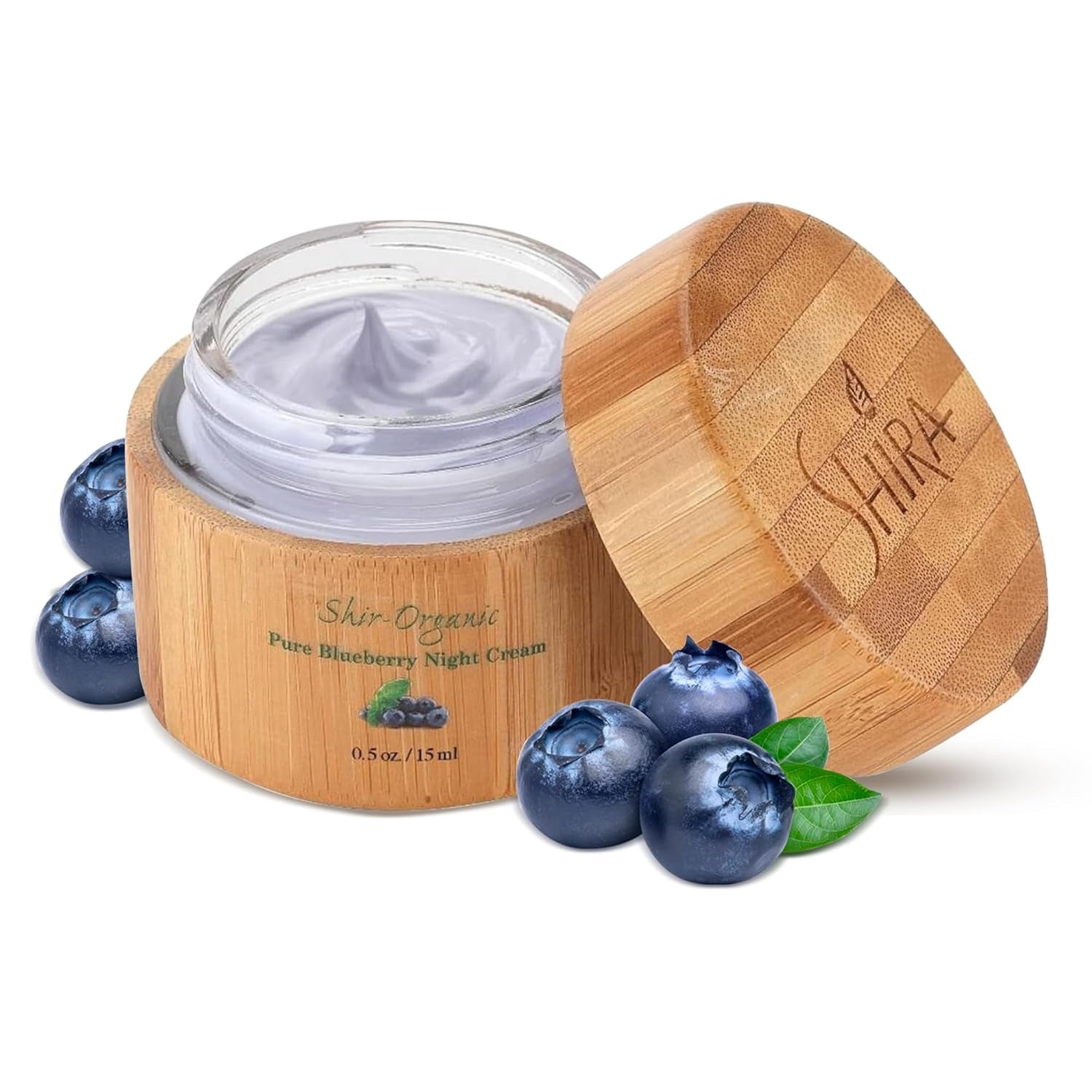 Shir Organic Blueberry Night Cream for Nourished, Wrinkle-Free, Radiant Skin. Moisturizer Face Cream with Anti-Aging Formula Keeps Skin Hydrated, Facial Skin Care Product (15Ml)