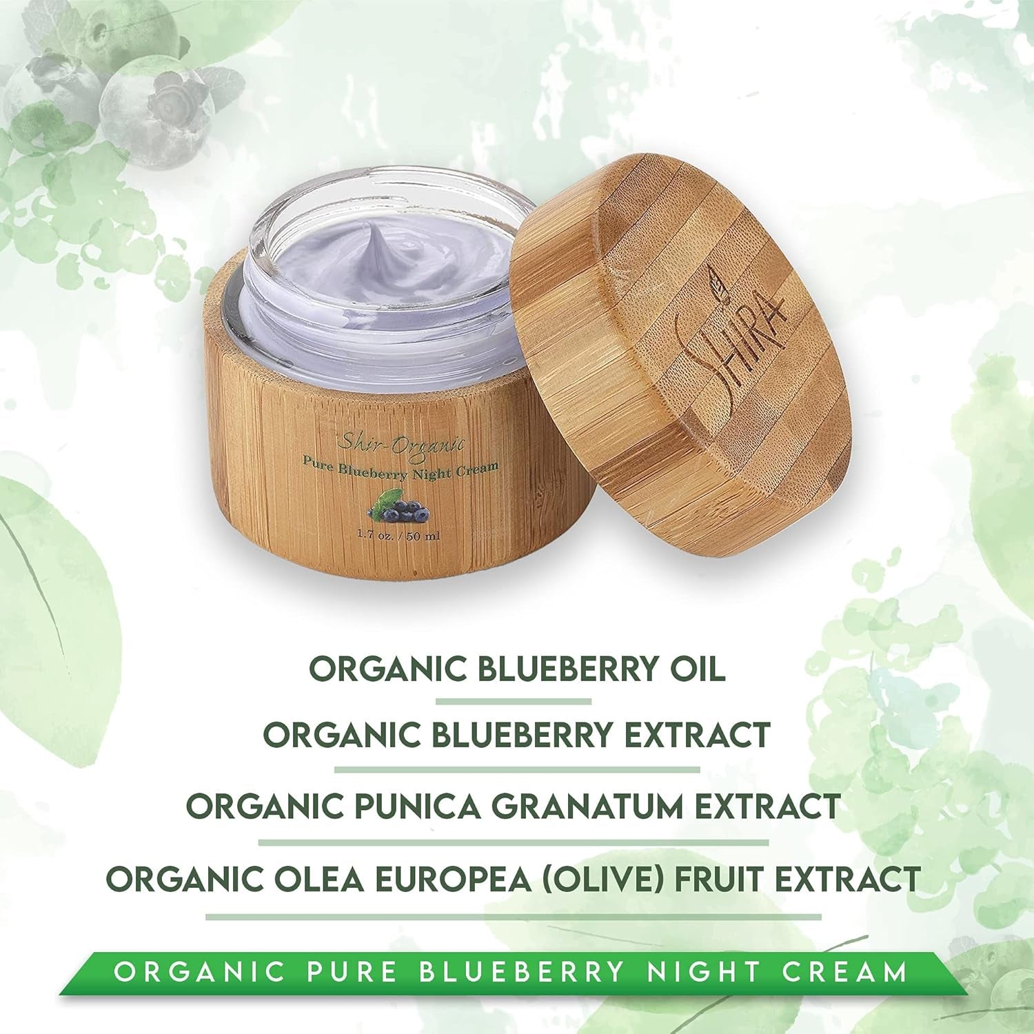 Shir Organic Blueberry Night Cream for Nourished, Wrinkle-Free, Radiant Skin. Moisturizer Face Cream with Anti-Aging Formula Keeps Skin Hydrated, Facial Skin Care Product (15Ml)