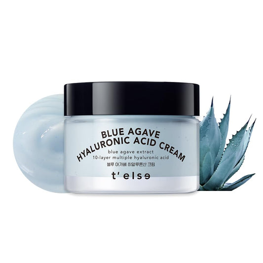 Blue Agave Hyaluronic Acid Cream 1.7 Oz, Hypoallergenic Extra Moisturizing Face Cream with Gel Capsules, Rich Facial Moisturizer, Deep Hydration with Clean Ingredients, Korean Skin Care