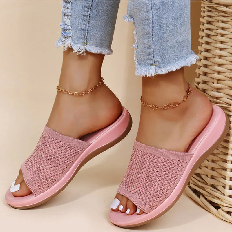 Sandals Women Elastic Force Summer Shoes Women Flat Sandals Casual Indoor Outdoor Slipper Summer Sandals for Beach Zapatos Mujer