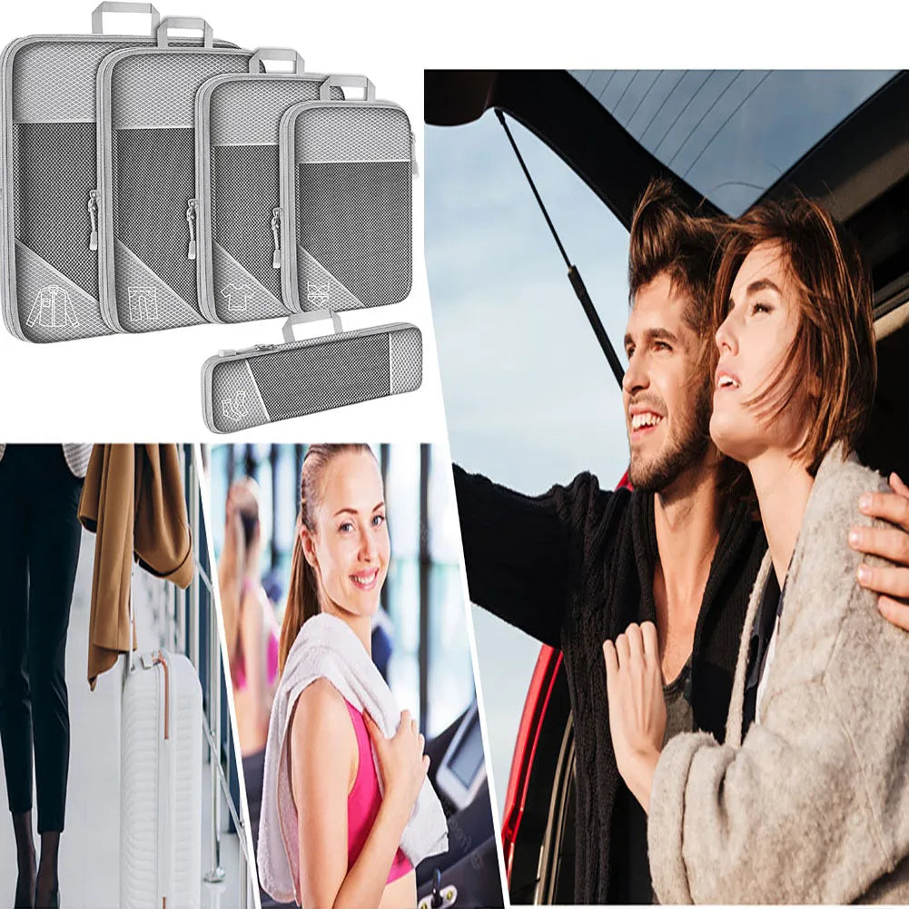 5 Set Compression Packing Cubes for Travel, Lightweight Vacation Travel Essentials,Durable, for Carry-On Luggage