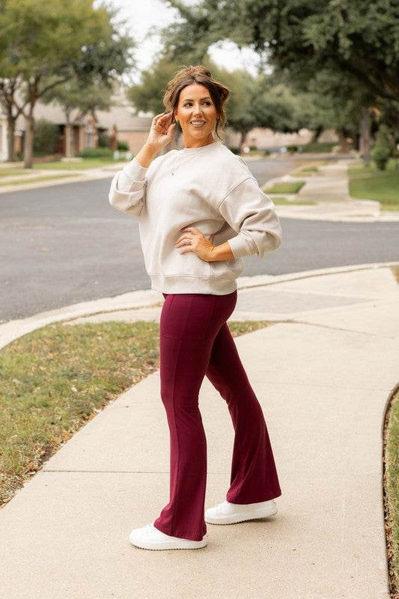 The Maeve Maroon Bootcut Leggings round 2